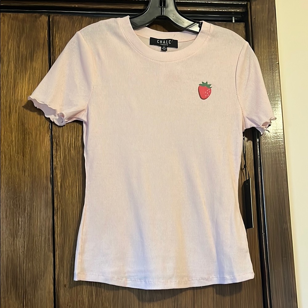 Pink Short Sleeve T-Shirt with Strawberry
